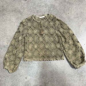 Zara Khaki Lace Blouse
